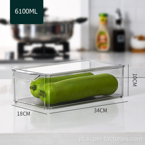 Organizador de refrigerador transparente de plástico para armazenar alimentos